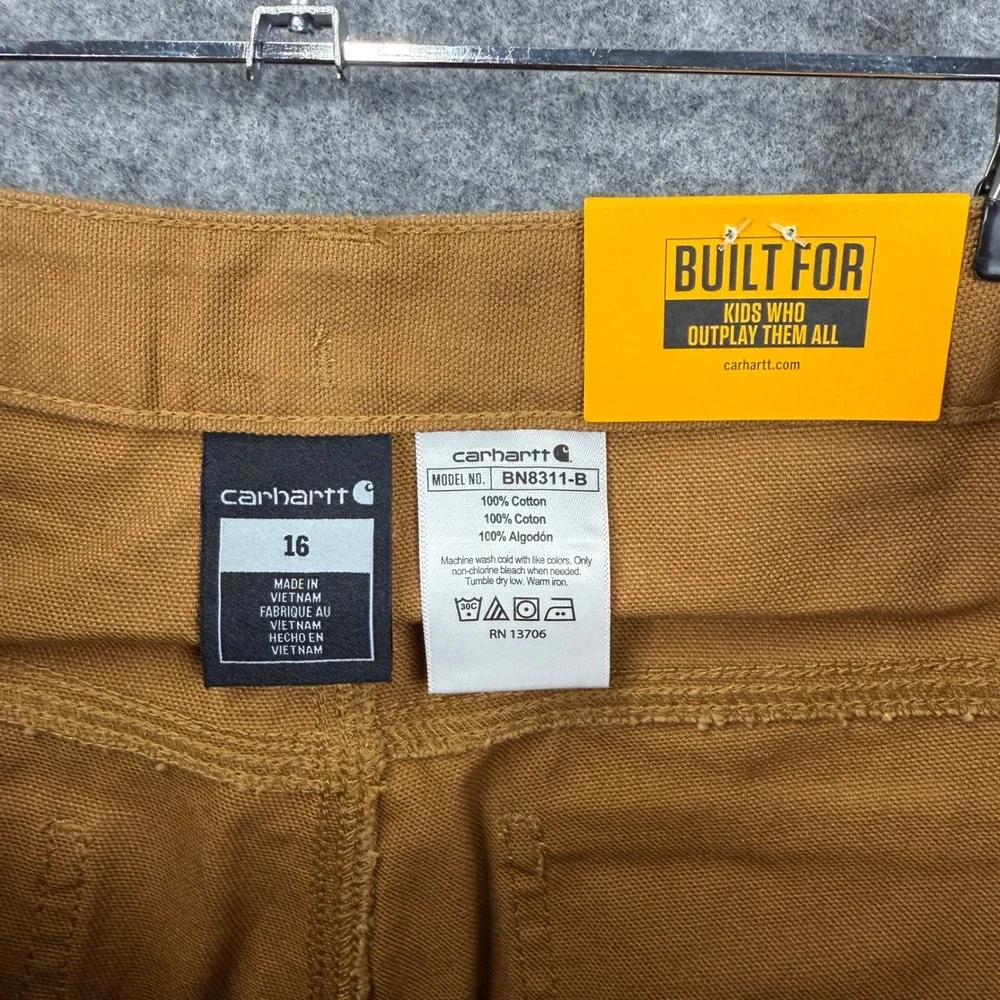 Carhartt Kids Loose Fit Utility Canvas Pants Brown‎ BN8311-B Size 16 NWT